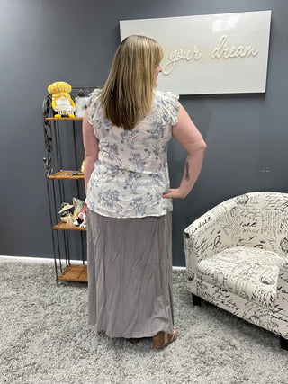 Grey Smock Front Skirt