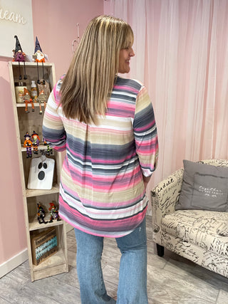 Pop of Pink Striped Gabby Top