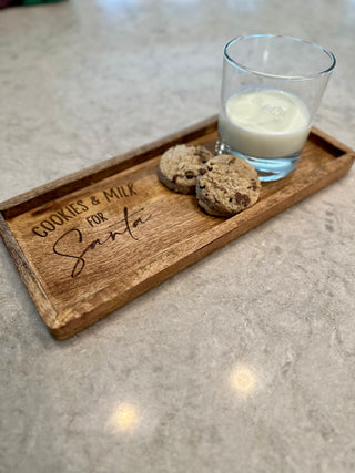 Cookies & Milk For Santa Engraved Tray