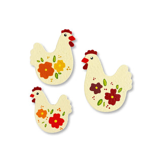 Floral Hen Magnets Set of 3