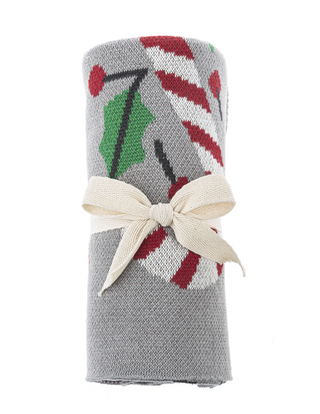 Candy Cane & Holly Baby's First Christmas Knit Throw