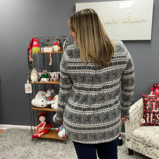 Charcoal Reindeer Long Sleeve Gabby Top