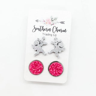 12mm Red & Pink Double Earring