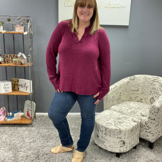 Burgundy Long Sleeve Gabby with Thumbholes