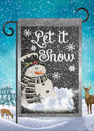 Let It Snow Silver Garden Flag