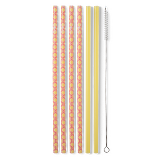 Swig Pink Lemonade + Yellow Reusable Straw Set