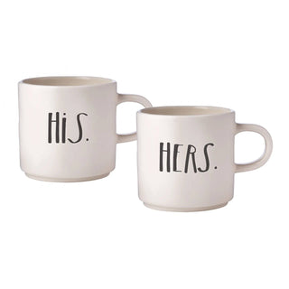 Rae Dunn Stem Print His + Hers Mugs - Set of 2