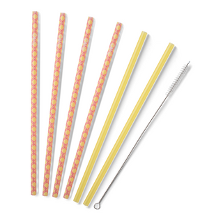 Swig Pink Lemonade + Yellow Reusable Straw Set