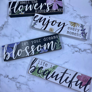 Wood Mini Floral Design Block Sign