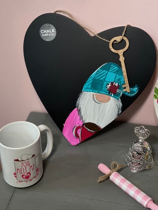 Coffee Cup Gnome Heart Chalk Board