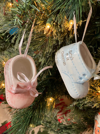 Ceramic Baby Shoe Ornament - Baby’s 1st Christmas