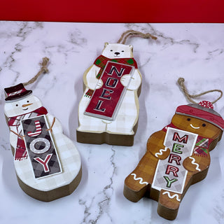 Modern Plaid Wood Ornaments