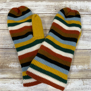 Mauve Striped Striped Mittens with Fleece Lining