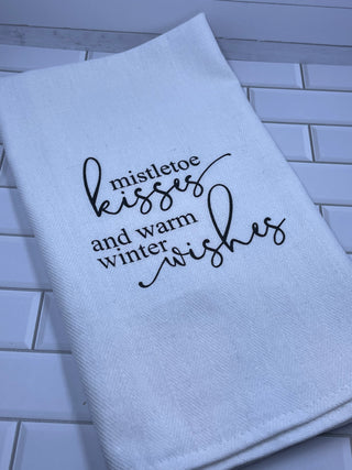 Mistletoe Kisses and Warm Wishes Kitchen Towel