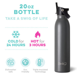 Swig Grey Flip + Sip Water Bottle (20oz)