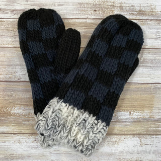 Navy Plaid Fleece Lined Mittens