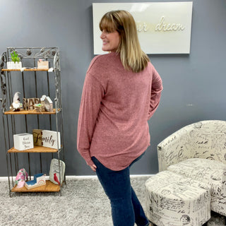 Mauve Scoop Neck Top with Thumbholes