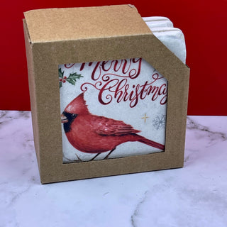 Cardinal Merry Christmas Coasters