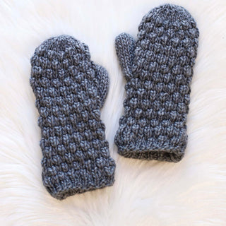 Grey Textured Fleece Lined Mitten