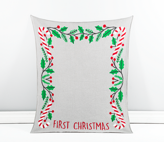 Candy Cane & Holly Baby's First Christmas Knit Throw