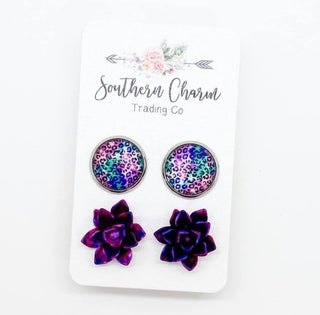 12mm Bright Leopard & Magenta Succulents