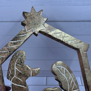 Carved Nativity Wood Metal
