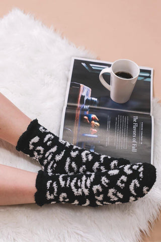 Cozy Chic Fuzzy Leopard Socks