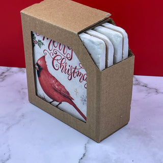 Cardinal Merry Christmas Coasters