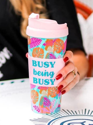 Travel Coffee Mug - Busy Being Busy (Palm Print)