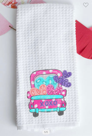 Pink and Purple Heart Truck Towel