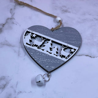 Silver Wood Ornaments with Bells