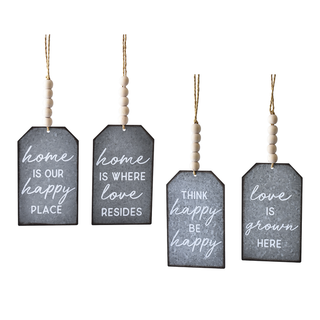 Galvanized Tags with Inspiration Text & Beaded Hanger