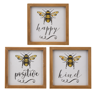 Bee "Happy, Kind & Positive" Wall Decor