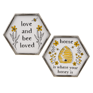 Hexagon Frame Bee Wall Art