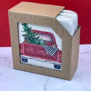 Christmas Truck Coaster Set