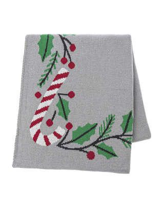 Candy Cane & Holly Baby's First Christmas Knit Throw