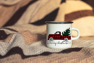 Buffalo Plaid Christmas Truck Campfire Mug