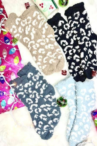 Cozy Chic Fuzzy Leopard Socks