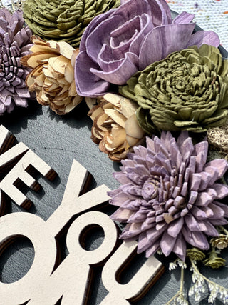 ‘Love You To The Moon’ Wood Flower Round