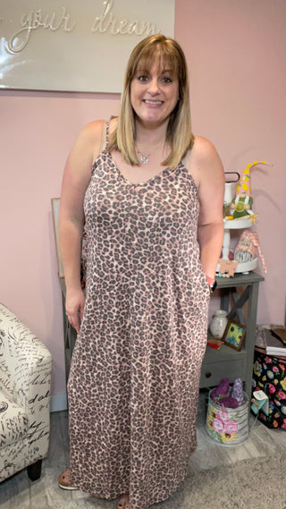 Leopard V-Neck Cami Maxi Dress