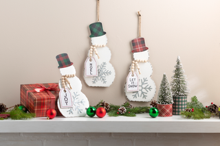 Oversized Snowman with Plaid Hat Ornament