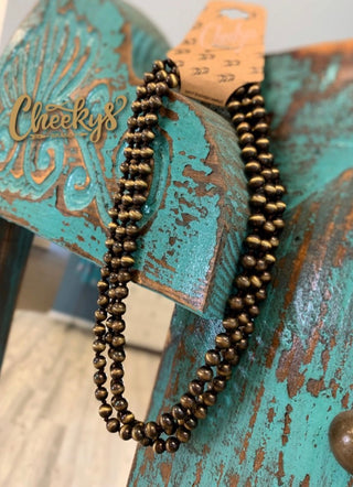 Cyrene Long Bronze Toned Navajo Pearl Necklace