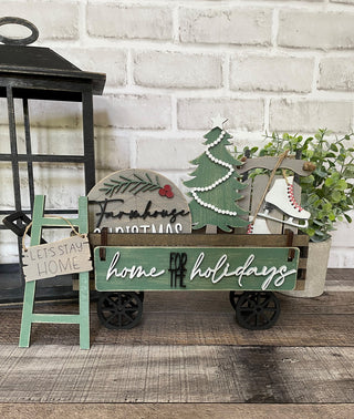 UNFINISHED Farmhouse Christmas Insert DIY Set for Wagon