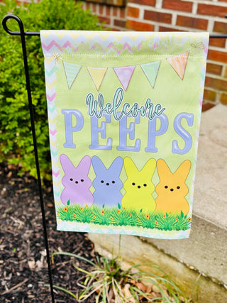 Welcome Peeps Garden Outdoor Flag