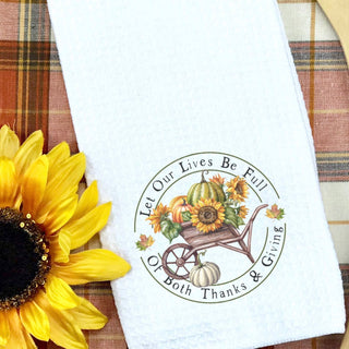 Thanks and Giving Thanksgiving Fall Waffle Weave Towel