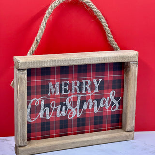 Holiday Hanging Plaid Signs