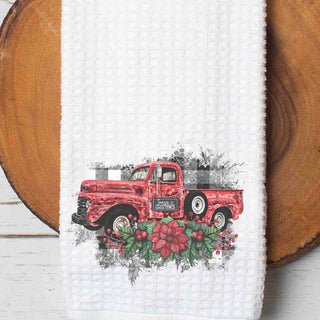 Red Vintage Truck Christmas Holiday Towel