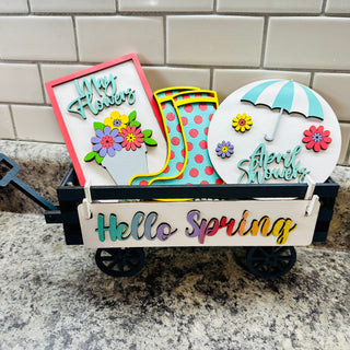 Hello Spring, April Showers Wagon Insert Set