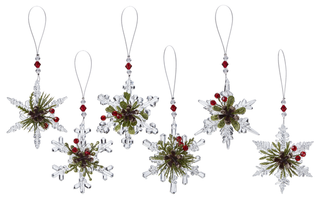 Teeny Mistletoe Snowflakes - Red and Blue