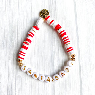 Santa Baby Word Christmas Vinyl Heishi Bracelet